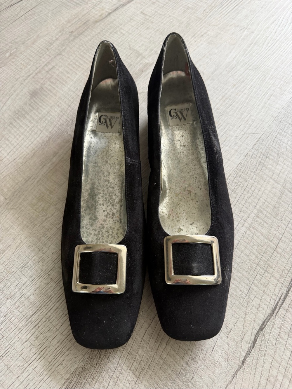 Black Suede Buckle Pumps - Women's Elegant Slip-On Heels vintage